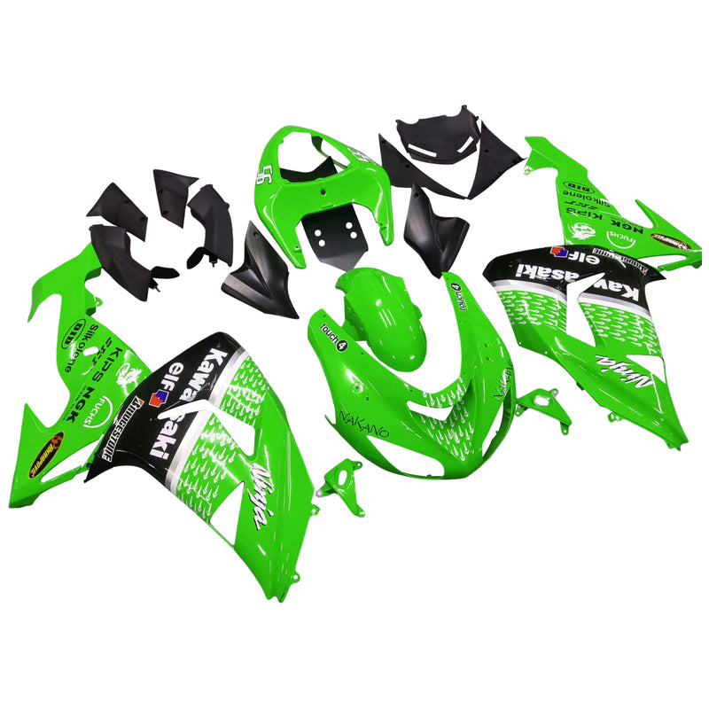 Fairings 2006-2007 Kawasaki ZX 10R Green Black No.56 Nakano Racing Generic