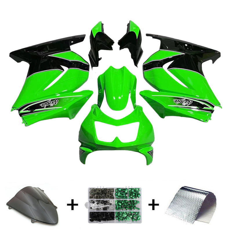 Fairings 2008-2012 Kawasaki ZX250R EX250 Green Black Ninja ZX250  Generic