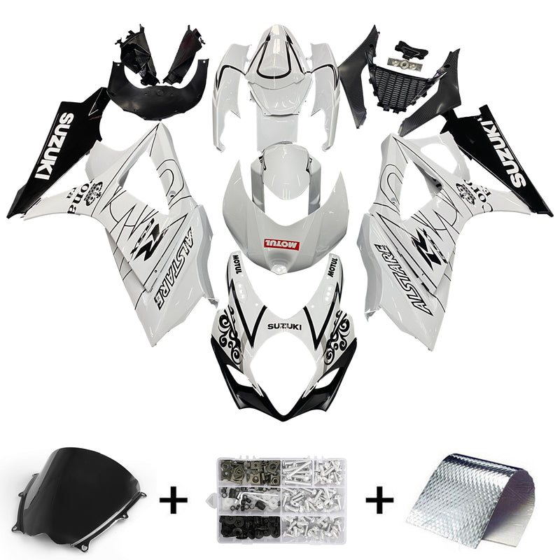 Fairings 2007-2008 Suzuki GSXR 1000 White Black Alstare  Generic