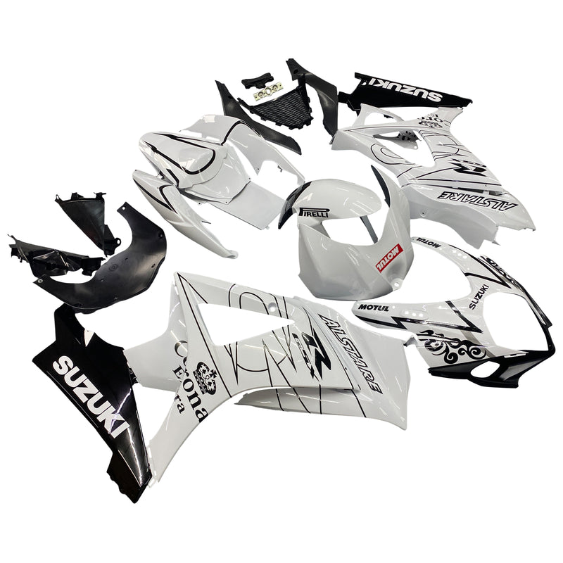 Fairings 2007-2008 Suzuki GSXR 1000 White Black Alstare Racing Generic