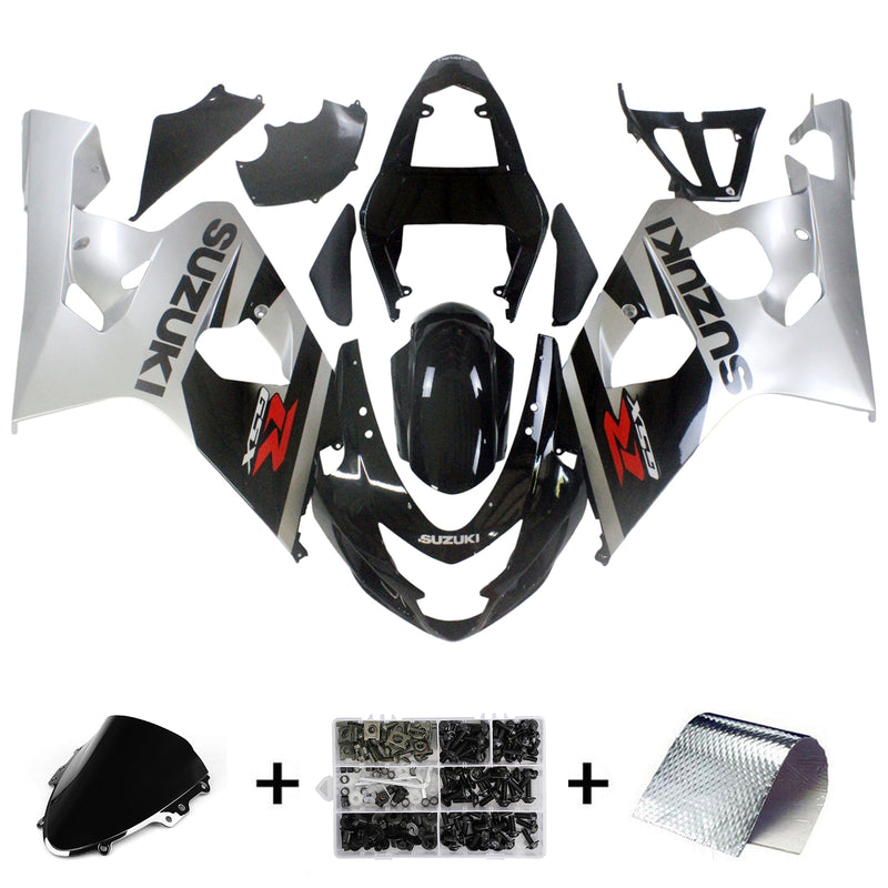 Fairings 2004-2005 Suzuki GSXR 600 750 Black Silver GSXR  Generic