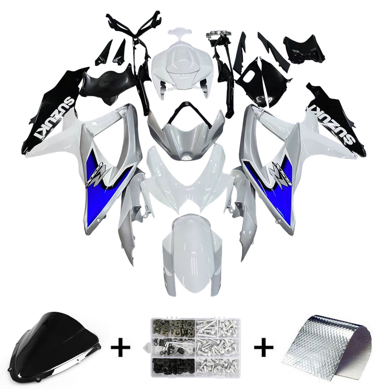 Fairings 2008-2010 Suzuki GSXR 600 750 Silver White GSXR  Generic