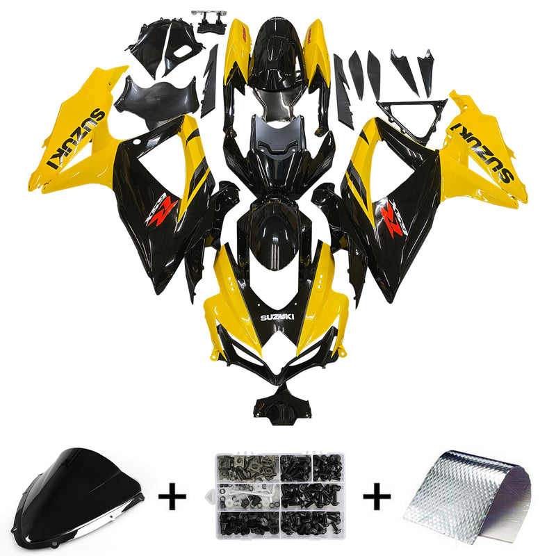 Fairings 2008-20 10Suzuki GSXR 600 750 Black & Yellow GSXR Racing Generic