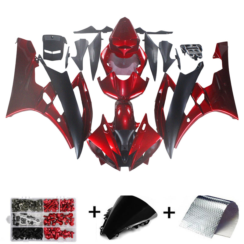 New Red Black Injection Plastic Kit Fairing Fit for Yamaha 2006 2007 YZF R6 Generic