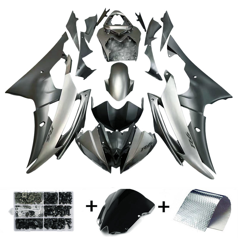 Fairing Injection Plastic Body Kit Fit For YAMAHA YZF-R6 2008-2016 Grey Black Generic