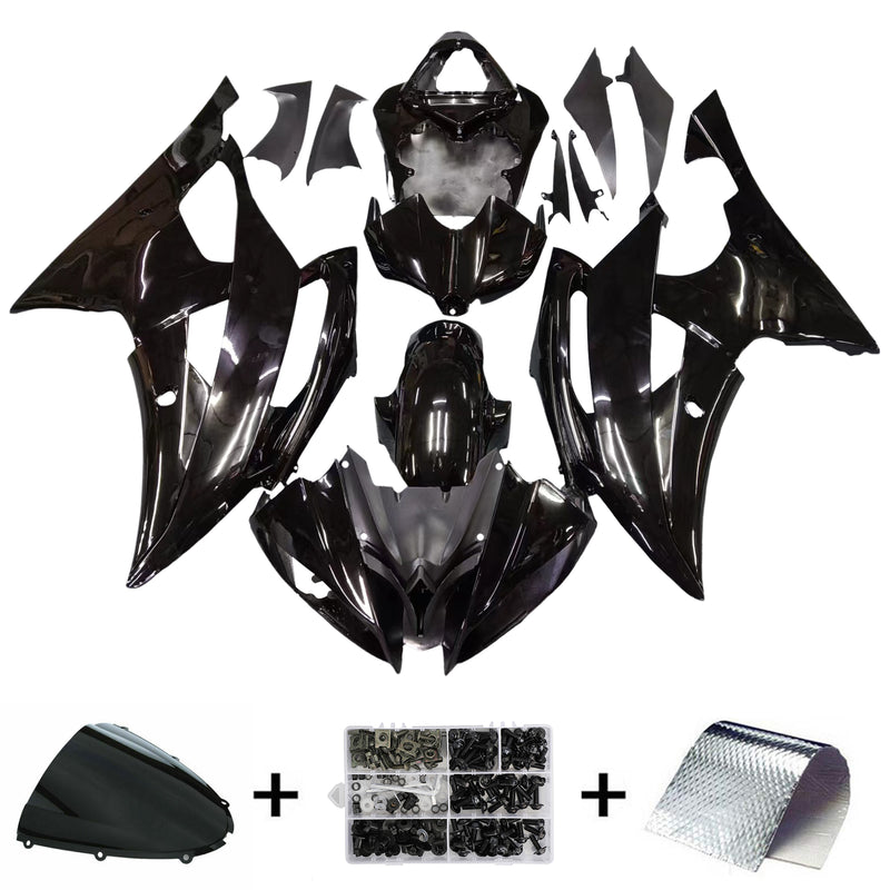 Fairing Injection Plastic Body Kit Fit For YAMAHA YZF-R6 2008-2016 Gloss Black Generic