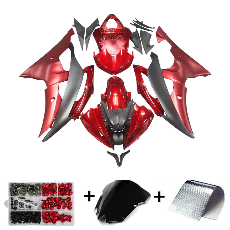 Fairing Injection Plastic Body Kit Fit For YAMAHA YZF-R6 2008-2016 Matte Red Black Generic
