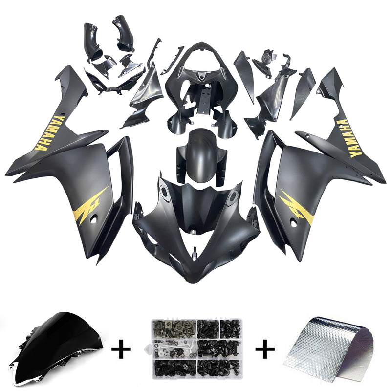 Fairings 2007-2008 Yamaha YZF-R1 Black Matte & Gold R1  Generic