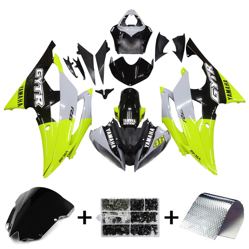 Amotopart Yamaha YZF 600 R6 2008-2016 Fairing Kit Bodywork Plastic ABS