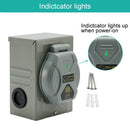 RV 50 Amp Power Inlet Box Outdoor Receptacle 3 Prong Locking Plug with LED Light