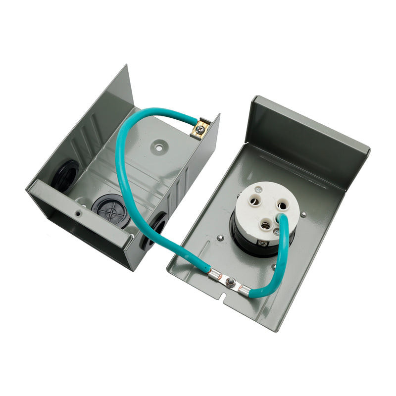 RV 50 Amp Power Inlet Box Outdoor Receptacle 3 Prong Locking Plug with LED Light