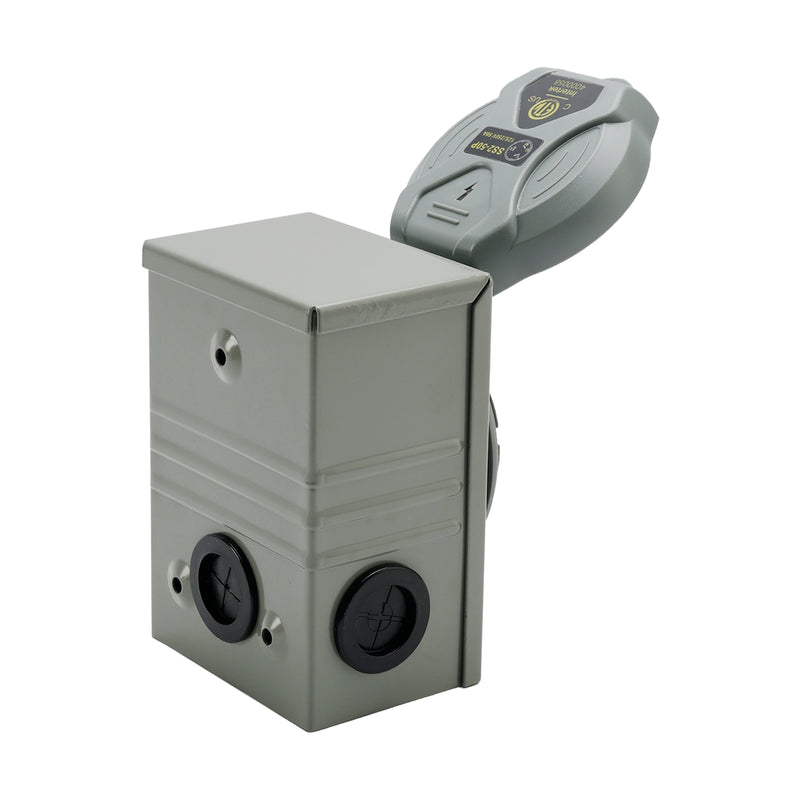 RV 50 Amp Power Inlet Box Outdoor Receptacle 3 Prong Locking Plug with LED Light