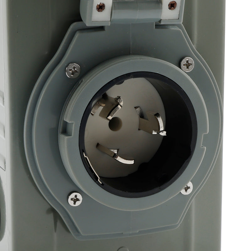 RV 50 Amp Power Inlet Box Outdoor Receptacle 3 Prong Locking Plug with LED Light