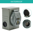 RV 50 Amp Power Inlet Box Outdoor Receptacle 3 Prong Locking Plug with LED Light