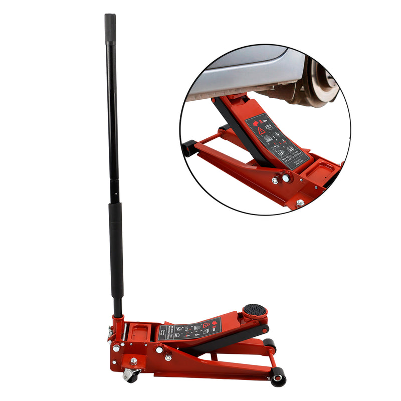 3 Ton Aluminum Steel Floor Jack With Dual Pistons Quick Lift Pump Lift Car Auto