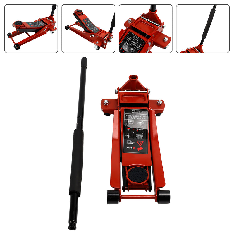 3 Ton Aluminum Steel Floor Jack With Dual Pistons Quick Lift Pump Lift Car Auto