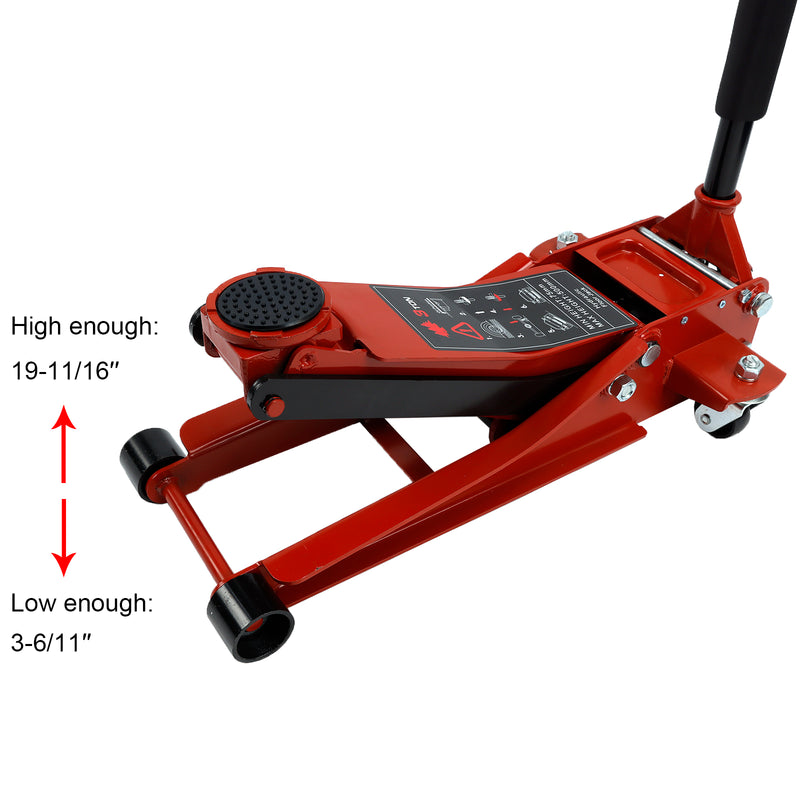 3 Ton Aluminum Steel Floor Jack With Dual Pistons Quick Lift Pump Lift Car Auto