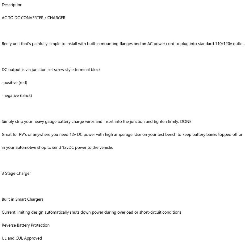 55 Amp RV Battery Charger Power Supply Replacement For PM3-55 WF9855 Converter