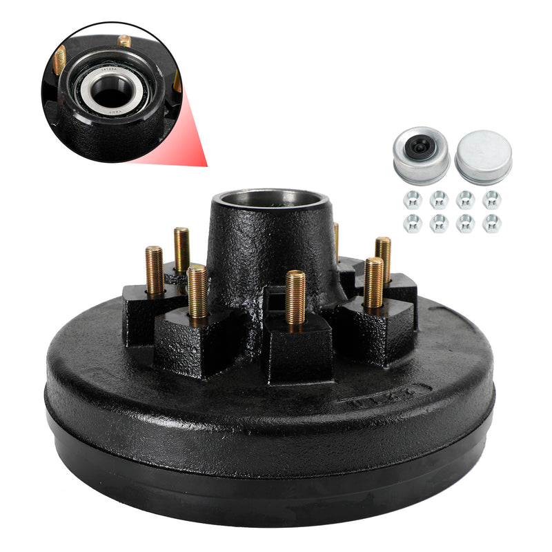 Grease Trailer Hub and Drum Assembly for 5.2K-7K Axles-12"-8 on 6.5-Pre-Greased