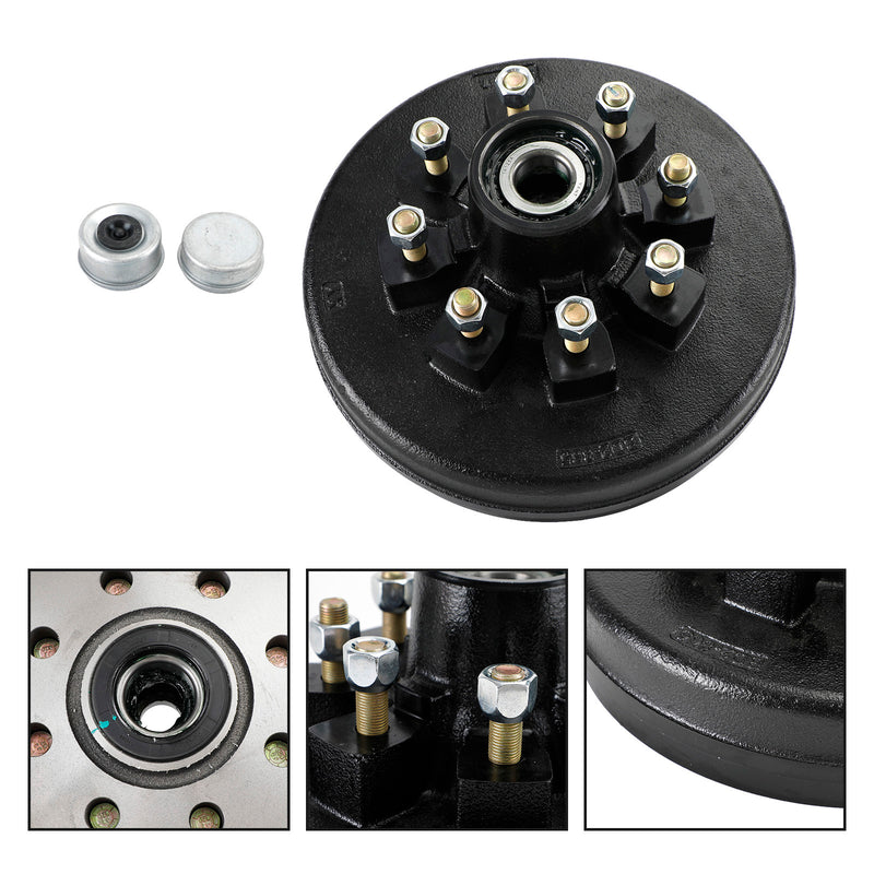Grease Trailer Hub and Drum Assembly for 7K Axles - 12"-8 on 6-1/2-Pre-Greased