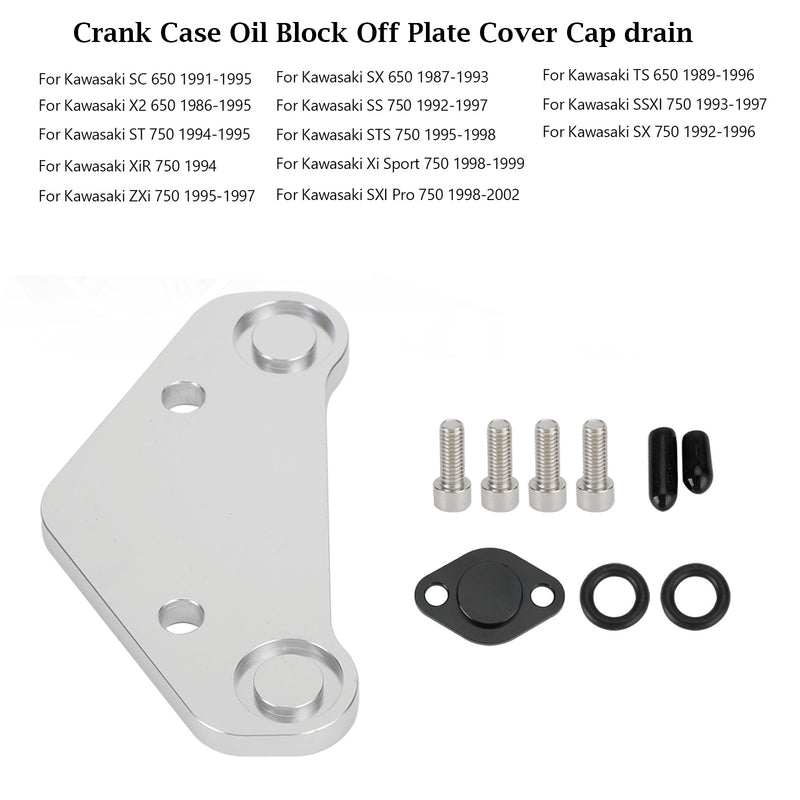 Crank Case Oil Block Off Plate Cover Cap drain For Kawasaki 650sx SX X2 TS 750sx 800