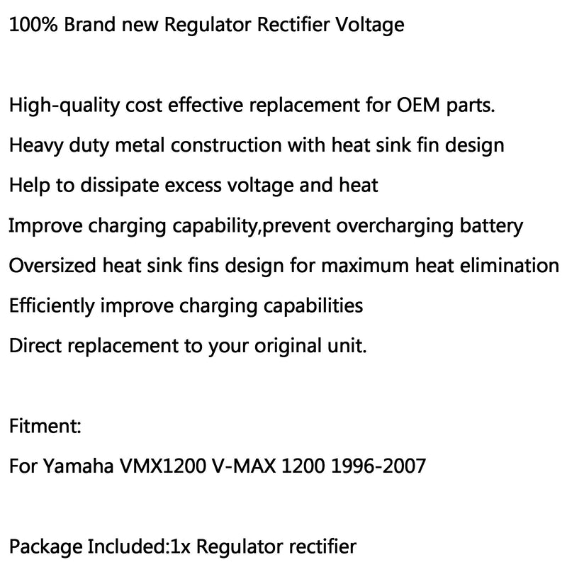 Regulator Rectifier For Yamaha VMX 1200 V-MAX 1200 1996-2007 2004 2005 Generic