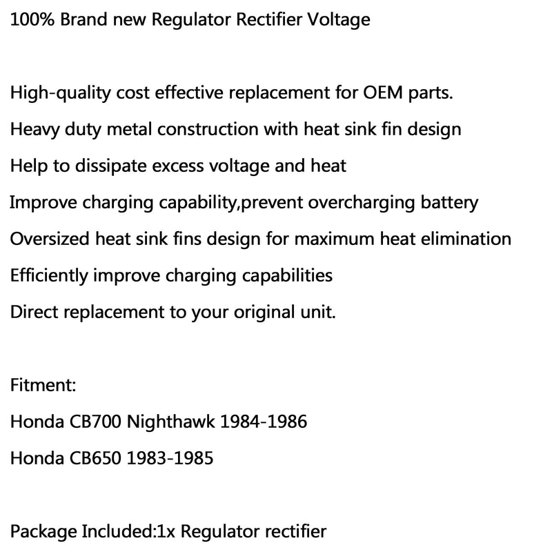 Regulator Rectifier For Honda CB700 SC Nighthawk 1984-1986 CB650 1983-1985 Generic