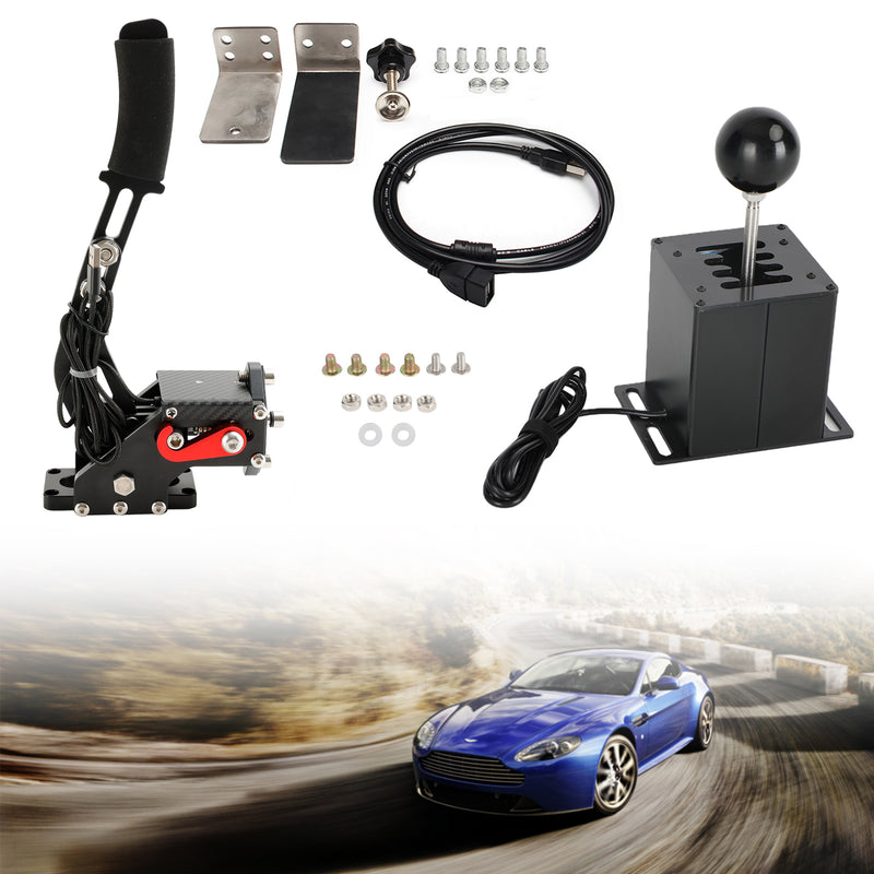 USB Handbrake w Clamp and H Shifter for Logitech G29 Steering Wheel Sim Racing