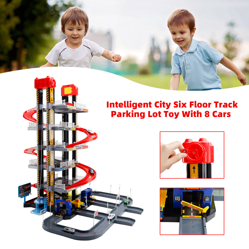 Intelligent City Six Floor Track Parking Lot Toy With 8 Cars For Kids Age 3-8