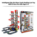 Intelligent City Six Floor Track Parking Lot Toy With 8 Cars For Kids Age 3-8