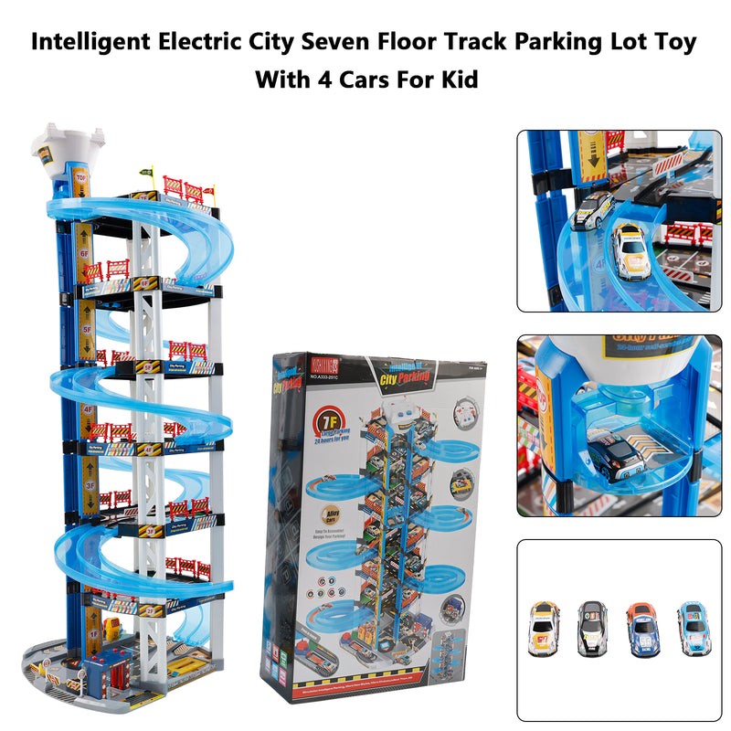 Intelligent Electric City Seven Floor Track Parking Lot Toy With 4 Cars For Kid