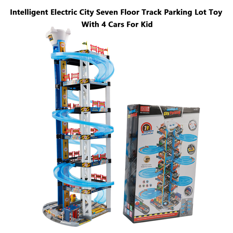 Intelligent Electric City Seven Floor Track Parking Lot Toy With 4 Cars For Kid