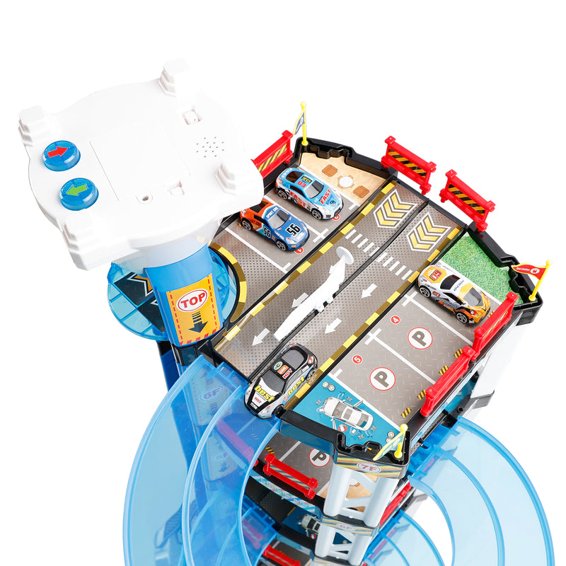 Intelligent Electric City Seven Floor Track Parking Lot Toy With 4 Cars For Kid