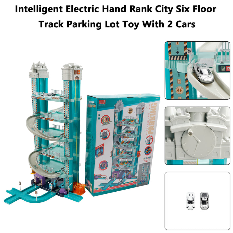 Intelligent Electric Hand Rank City Six Floor Track Parking Lot Toy With 2 Cars