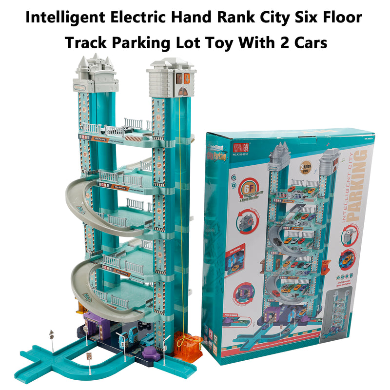 Intelligent Electric Hand Rank City Six Floor Track Parking Lot Toy With 2 Cars