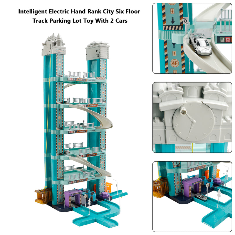 Intelligent Electric Hand Rank City Six Floor Track Parking Lot Toy With 2 Cars