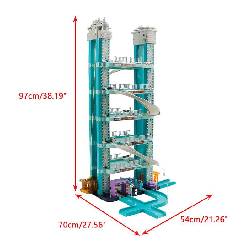 Intelligent Electric Hand Rank City Six Floor Track Parking Lot Toy With 2 Cars