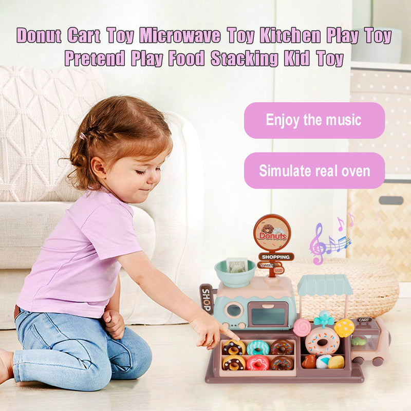 Donut Cart Toy Microwave Toy Kitchen Play Toy Pretend Play Food Stacking Kid Toy