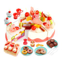 82 Pieces Birthday Cake Toy Play Food Set Plastic Kitchen Cutting Pretend Toys