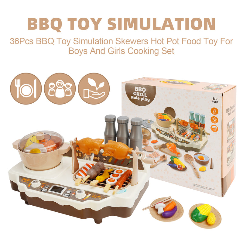 36Pcs BBQ Toy Simulation Skewers Hot Pot Food Toy For Boys And Girls Cooking Set
