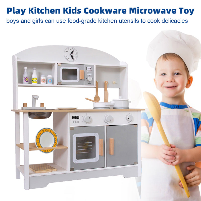 Play Kitchen Kids Cookware Microwave Toy Gift Play Set For Boys Girls Age 3-8