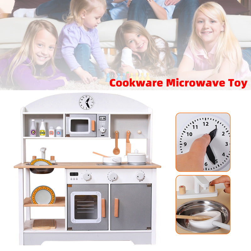 Play Kitchen Kids Cookware Microwave Toy Gift Play Set For Boys Girls Age 3-8