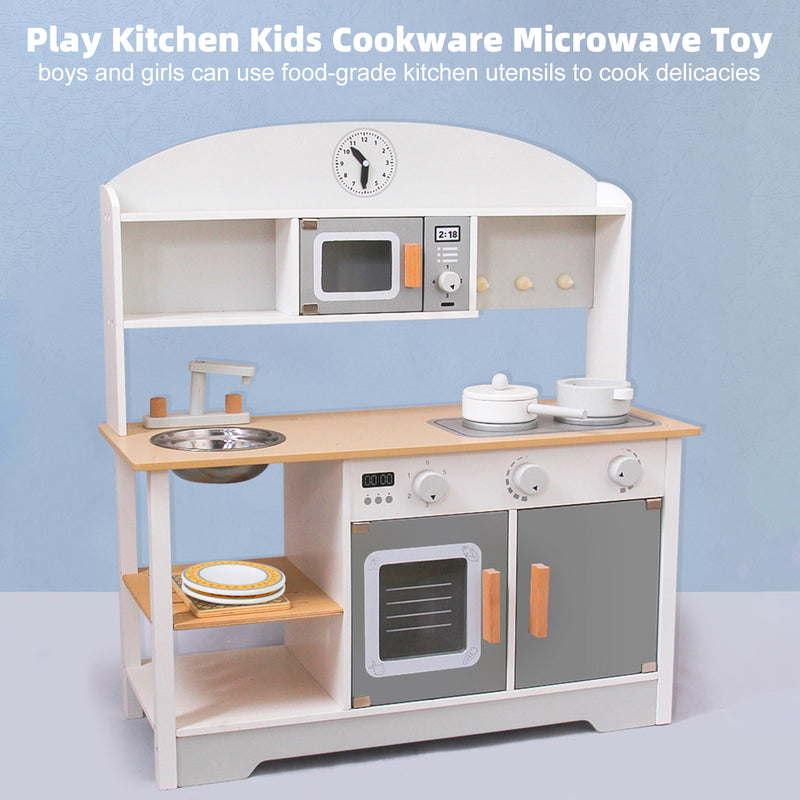 Play Kitchen Kids Cookware Microwave Toy Gift Play Set For Boys Girls Age 3-8