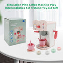 Simulation Pink Coffee Machine Play Kitchen Dishes Set Pretend Toy Kid Gift