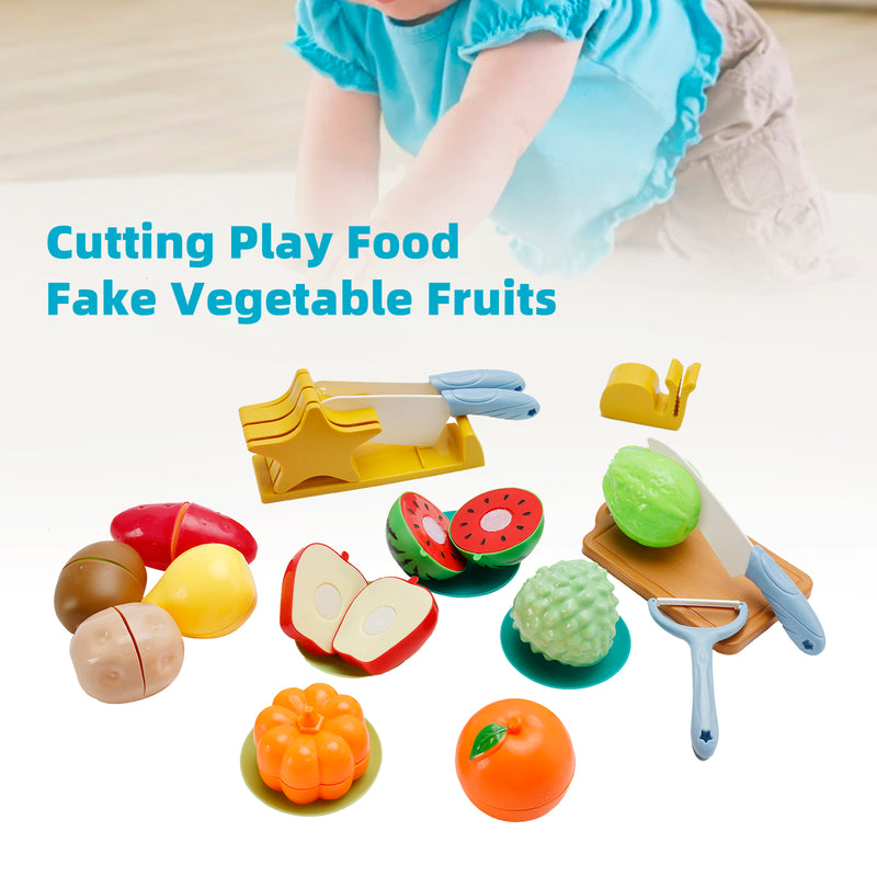 21Pcs Cutting Play Food Pretend Food Fake Food Vegetable Fruits Toys Set For Kid
