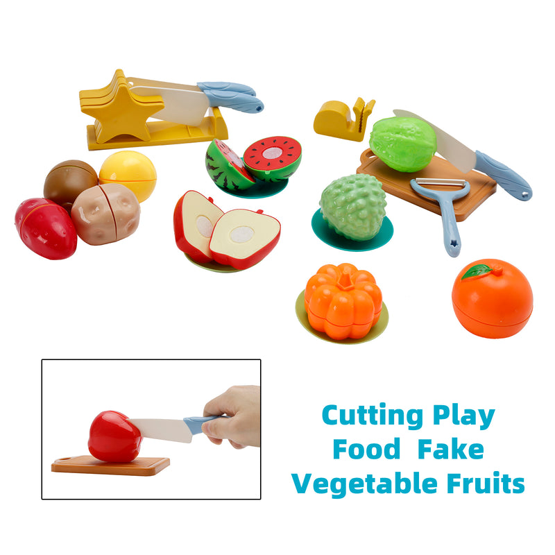21Pcs Cutting Play Food Pretend Food Fake Food Vegetable Fruits Toys Set For Kid