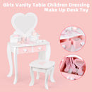Kids Girls Vanity Table Children Dressing Mirror Make Up Desk Toy Play Gift Set