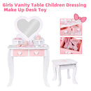 Kids Girls Vanity Table Children Dressing Mirror Make Up Desk Toy Play Gift Set
