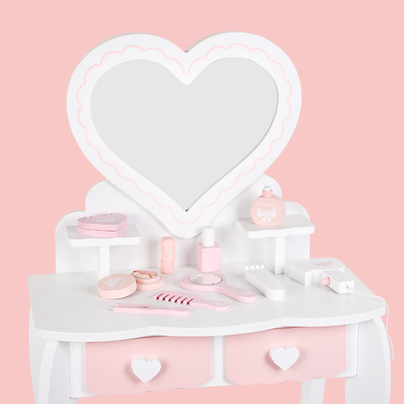 Kids Girls Vanity Table Children Dressing Mirror Make Up Desk Toy Play Gift Set
