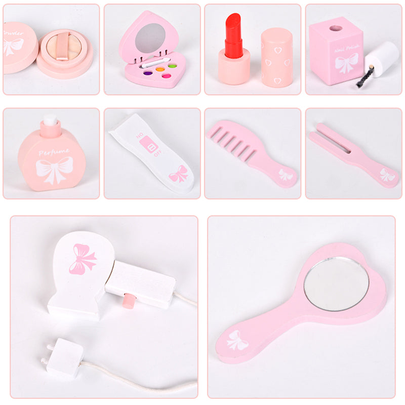 Kids Girls Vanity Table Children Dressing Mirror Make Up Desk Toy Play Gift Set